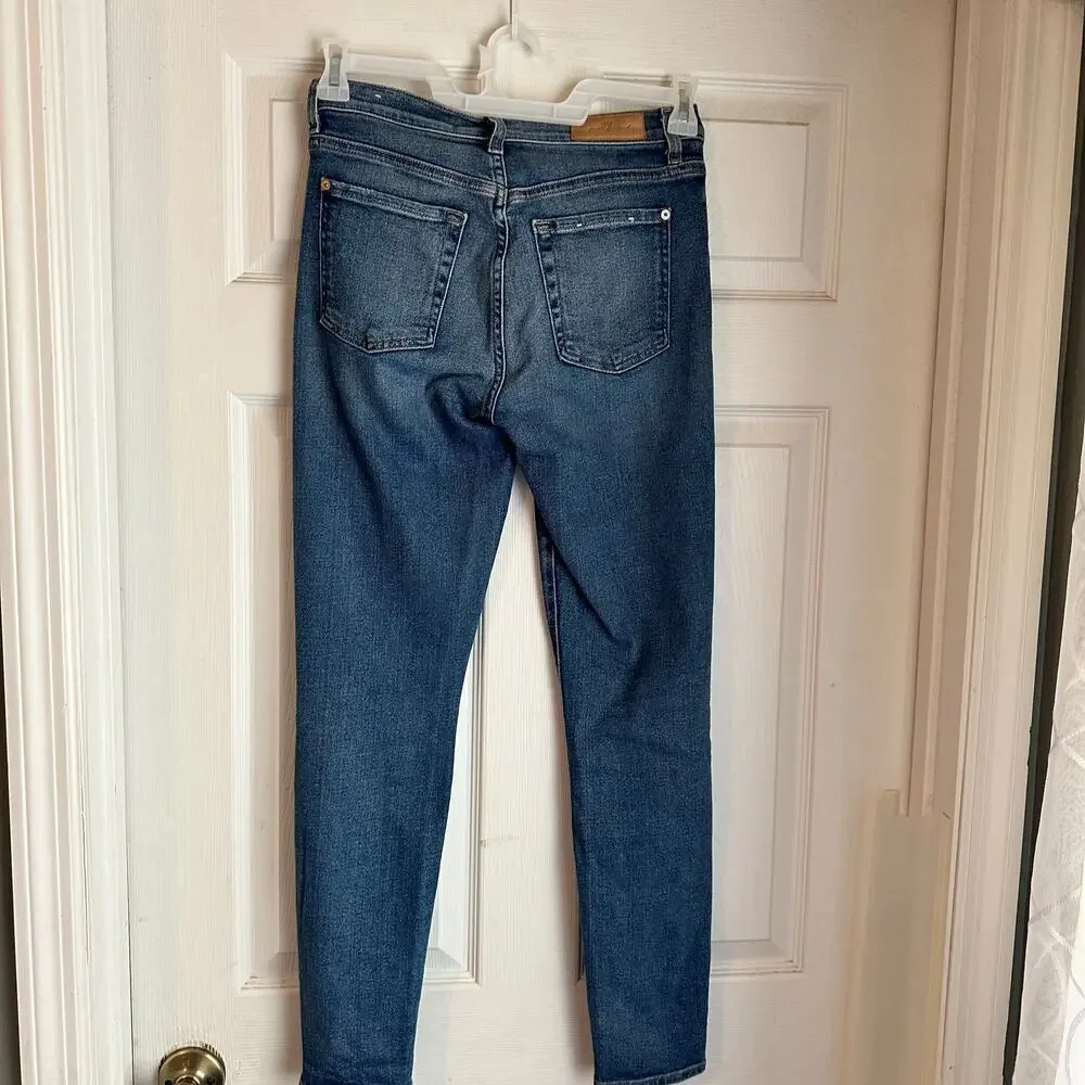 7 For All Mankind High Waist Ankle Skinny Blue Jean Size 28 Luxe Vintage Denim - Picture 5 of 7